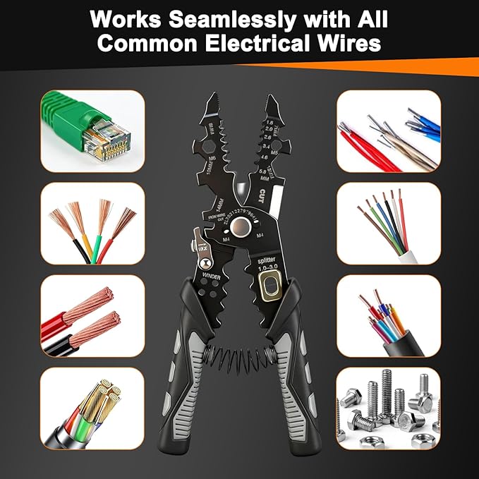 25-in-1 Multifunctional Wire Stripper - Professional Wire Stripper Tool for Cutting Crimping, Compatible with 16 AWG to 6 AWG Wires - Versatile Wire Strippers Electrical for Industrial & Home Use