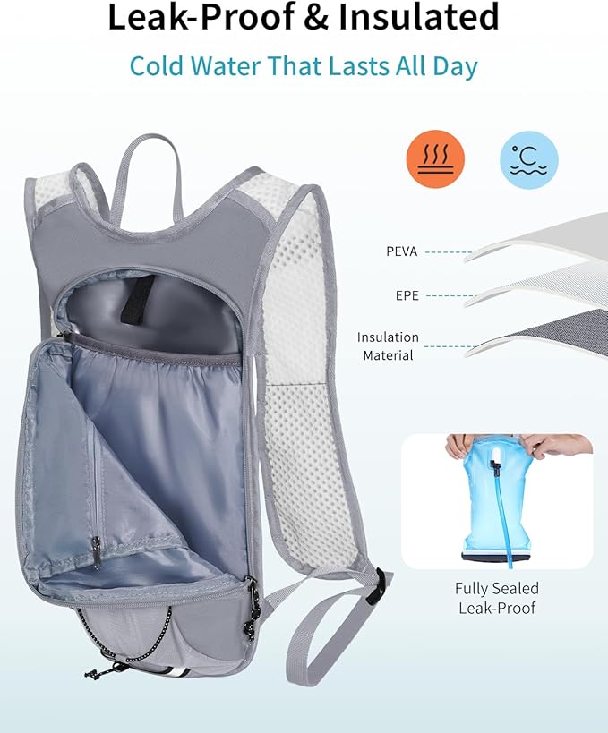 ECOHUB Hydration Backpack with 2L Water Bladder, Lightweight Running Hydration Pack for Men Women, Breathable Hiking Cycling Backpack for Outdoor Sports Marathon Travel