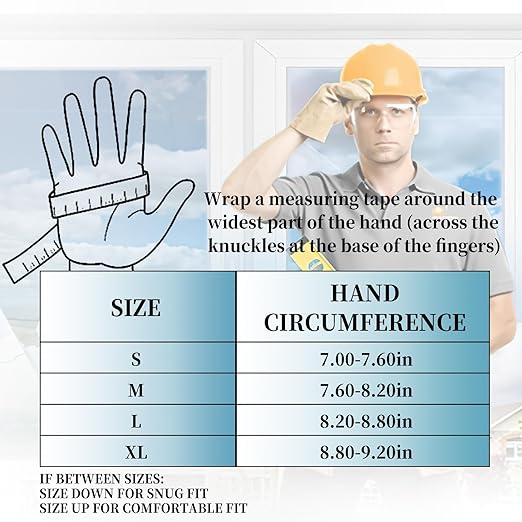 JUMPHIGH Mens Work Gloves, Synthetic Leather Mechanic Gloves, Utility, Touchscreen, Multipurpose, Construction, Warehouse, Truck Driving (L)