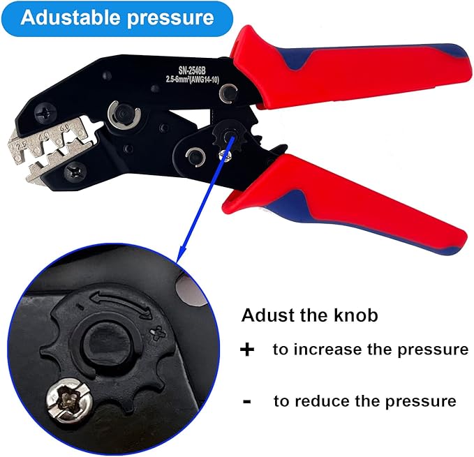 Crimping Tool with Ratchet, Ratcheting Wire Crimper Tool for Open Barrel Terminal Connectors, Electrical Crimping Tool, Crimping Pliers for 14-10 AWG