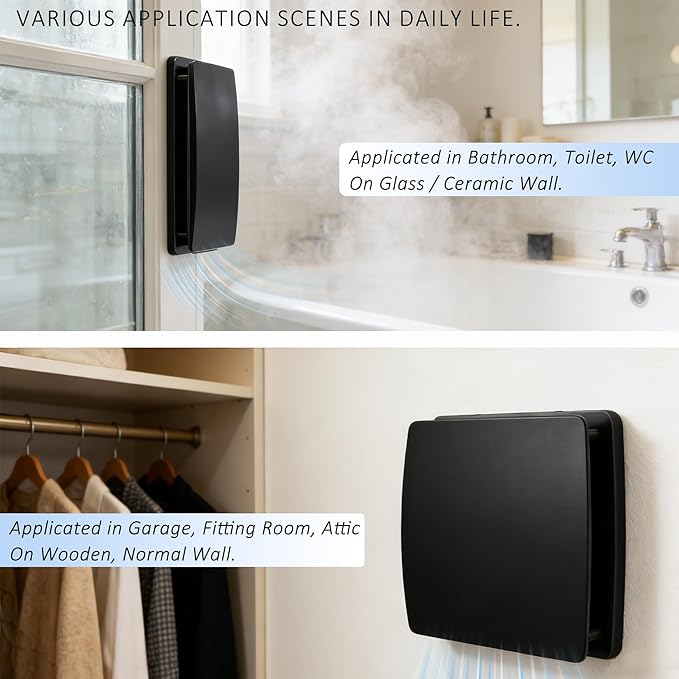 4inch Exhaust Fan, Black 50CFM Quiet Window Wall Mount Vent Extractor Fan for Kitchen Bathroom Workshop Garage