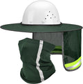 SATINIOR 2 Pcs Sun Hard Hat Neck Protection High Visibility Full Brim Mesh Sun Protection and Neck Gaiter Bandana Face Scarf for Construction Helmet Hard Hat Accessories, Reflective(Army Green)