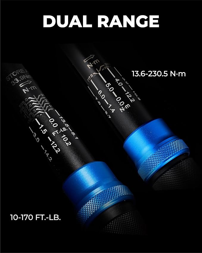 toolant 1/2 Inch Click Torque Wrench, Gift for Men, 10-170 FT.-LB/13-230 Nm, with Dual Range Scales, ±3% High Precision, for Bicycle, Moto and Car Maintenance