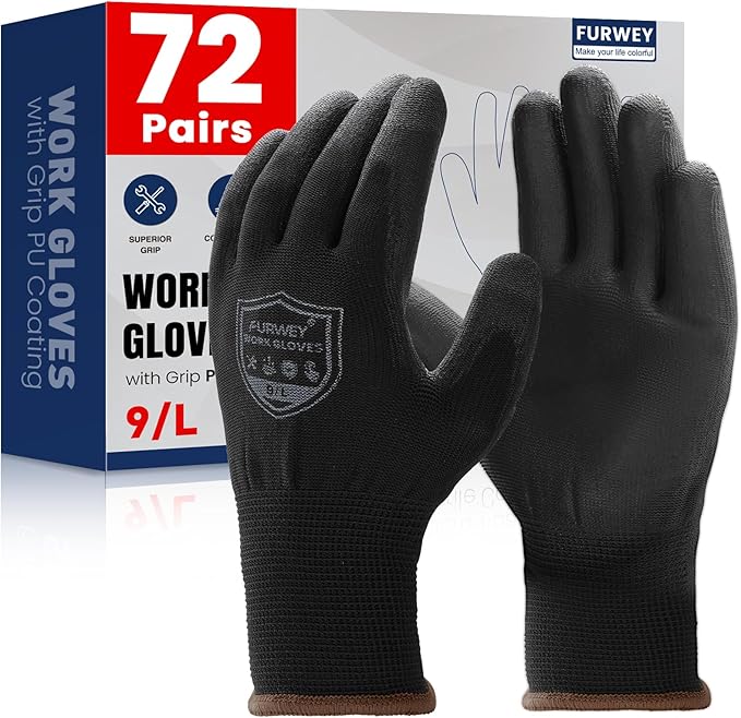 Safety Work Gloves-16/32 Pairs, Micro Foam Nitrile Coated Glove,Seamless Knit Nylon Gloves for Men Women（S-XL