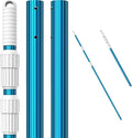 CKE Upgraded 16.5 Feet Thicken 1.3mm Blue Aluminum Telescoping Swimming Pool Pole,Adjustable 3 Piece Expandable Step-Up,Attach Connect Skimmer Net,Rakes,Brushes,Vacuum Head with Hoses, Universal 1.25"