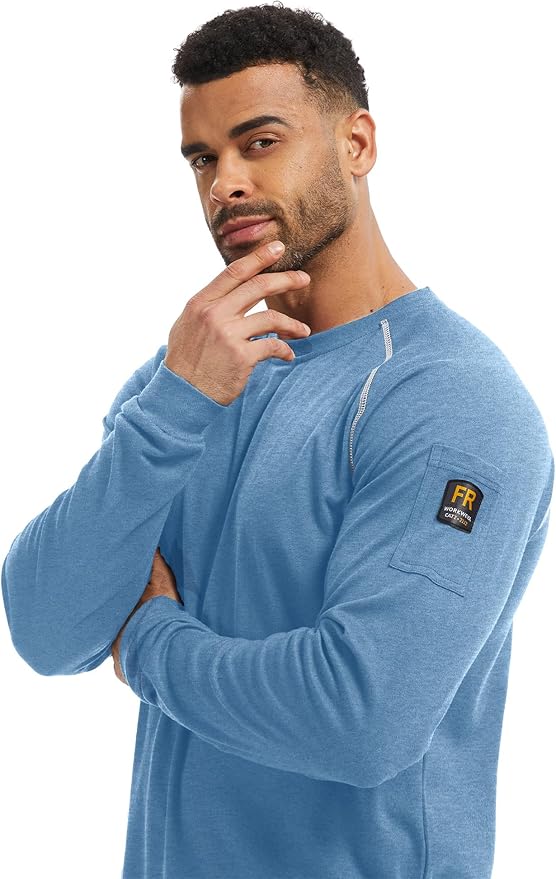 WORKWEYA FR Shirts for Men 5.5OZ Light Weight Welding Flame Resistant Shirts NFPA2112 CAT2