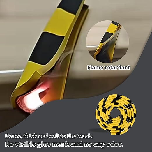 Heavy-Duty Wall & Corner Guards – 5M Self-Adhesive NBR Rubber Protection with Yellow/Black Stripes for Parking Columns & Garage Safety