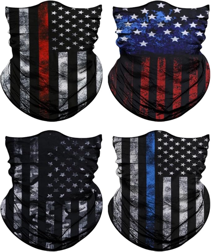 4Pack Neck Gaiter for Men Women Face Cover Mask Head Wrap Balaclava Headwear Bandana Headband Magic Scarf