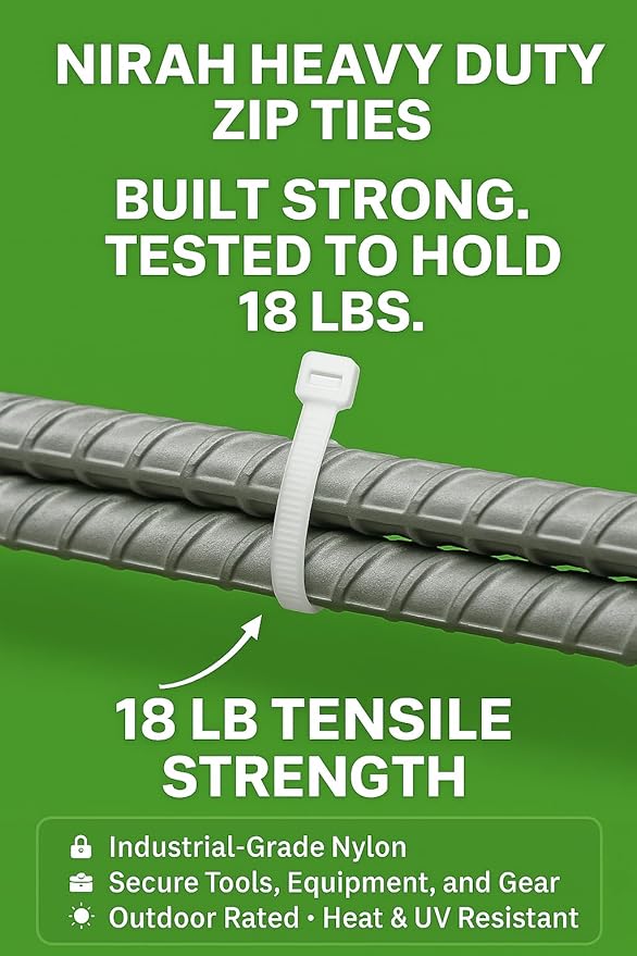 Small Zip Ties 4 inches, Clear White, 1000 Pack, Multi-Purpose, Tiny Zip Ties, UV Rated Mini Cable Ties for Cable Management, Indoors and Outdoors use - by Nirah