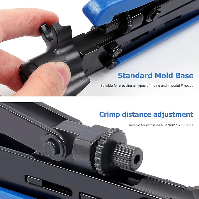 Knoweasy Coaxial Compression Tool Kit with Coax Cable Crimper, F-Type Crimper for RG6 RG59 RG11 and Coaxial Cable Stripper