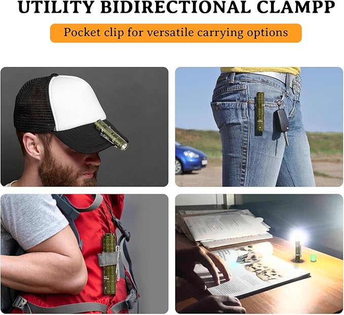 Rechargeable Mini Flashlight with Clip, 1100 High Lumens Super Bright Small Flashlight, IP68 Waterproof EDC Flashlight, 5 Modes Pocket Flashlight with Mode Memory for Camping Hiking