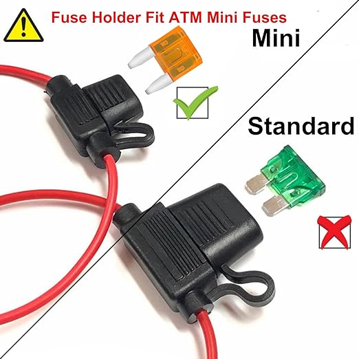 MuHize in Line Fuse Holders - Upgraded 12AWG Waterproof Fuse Holder with 5A Blade Fuses ATM, 12V 5 Pack Fuses Holders for Marine RV, Quick Connect, No Splicing Needed