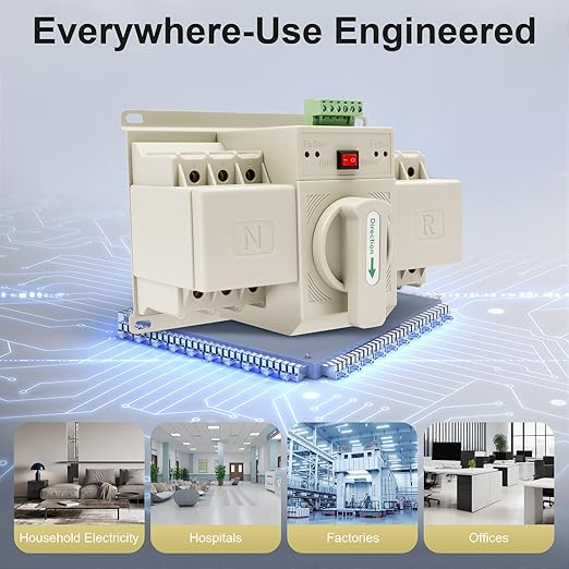 Dual Power Automatic Transfer Switch 3P 63A ATS Dual Power Generator Changeover Switch 110V Mini Electrical Selector Switches
