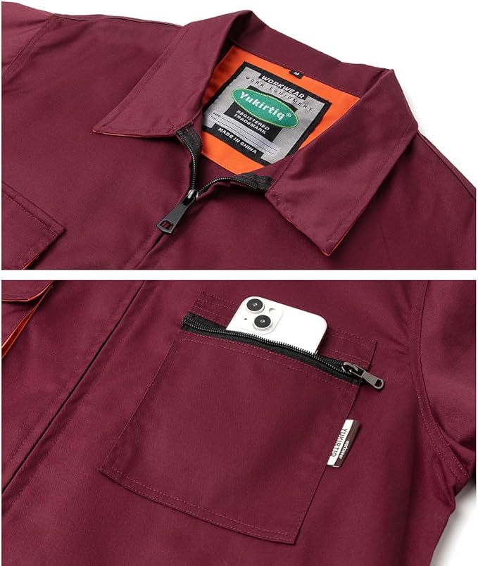 Men's Coveralls Mechanic Work Jumpsuit Multi Pockets Overalls Long Sleeve Workwear Coverall