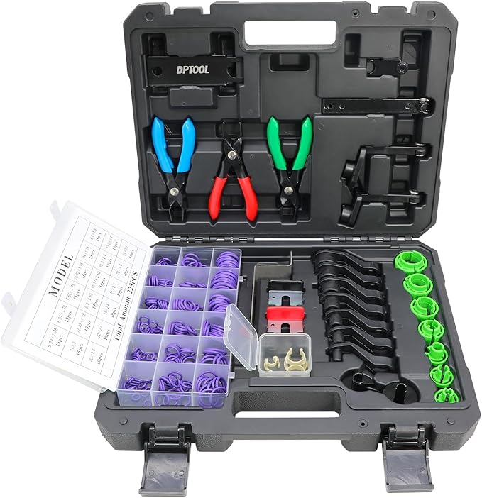 DPTOOL 29pcs Master Quick Disconnect Tool Set Fuel Line Disconnect and Removal Tool Kit for A/C, Fuel and Transmission Cooler Lines etc, with AC Disconnect Pliers and O Seal Kit