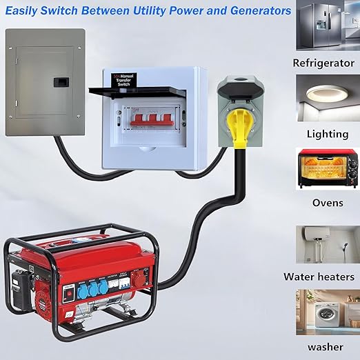 50A Generator Transfer Switch, Manual Transfer Switch 120/240V 12000W Capacity Tailor-Made for Portable Generator. 50A 3P Dual Power Manual