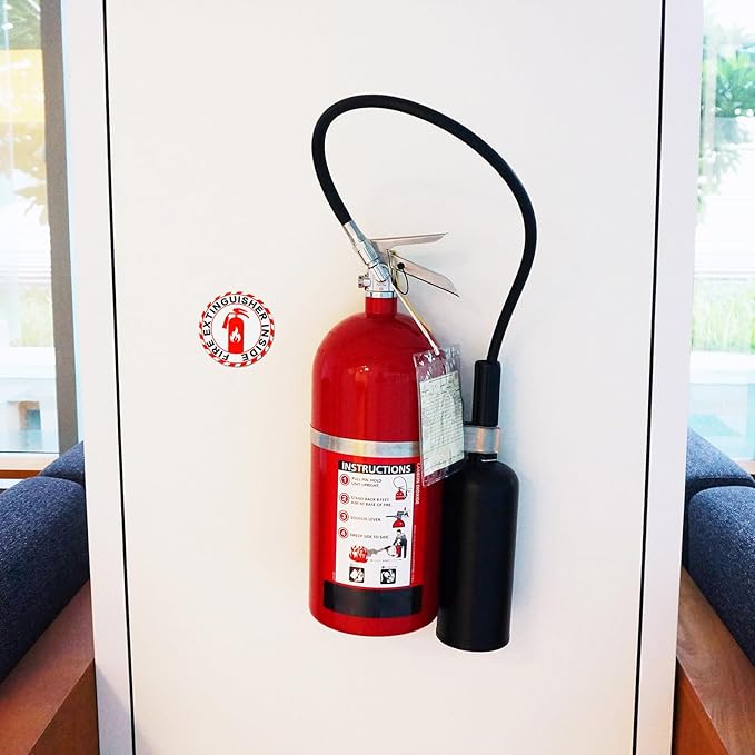 4 Pcs Fire Extinguisher Inside Sticker 2.76 x 2.76 Glow in the Dark Fire Extinguisher Sign Label Self Adhesive Waterproof Sticker for Indoor Outdoor Business Office Warehouse