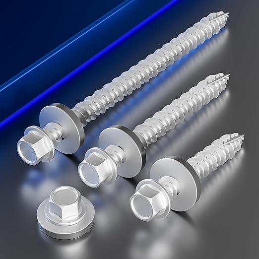 # 3/16 * 1 "595PCS 5lbs Gray hex Metal Sheet roof Screws with Anti Rust Coating, # 10 * 1, with EPDM Washer and hex self Tapping, Used for Metal to Wood and Corrugated Roofs. 5 * 25mm
