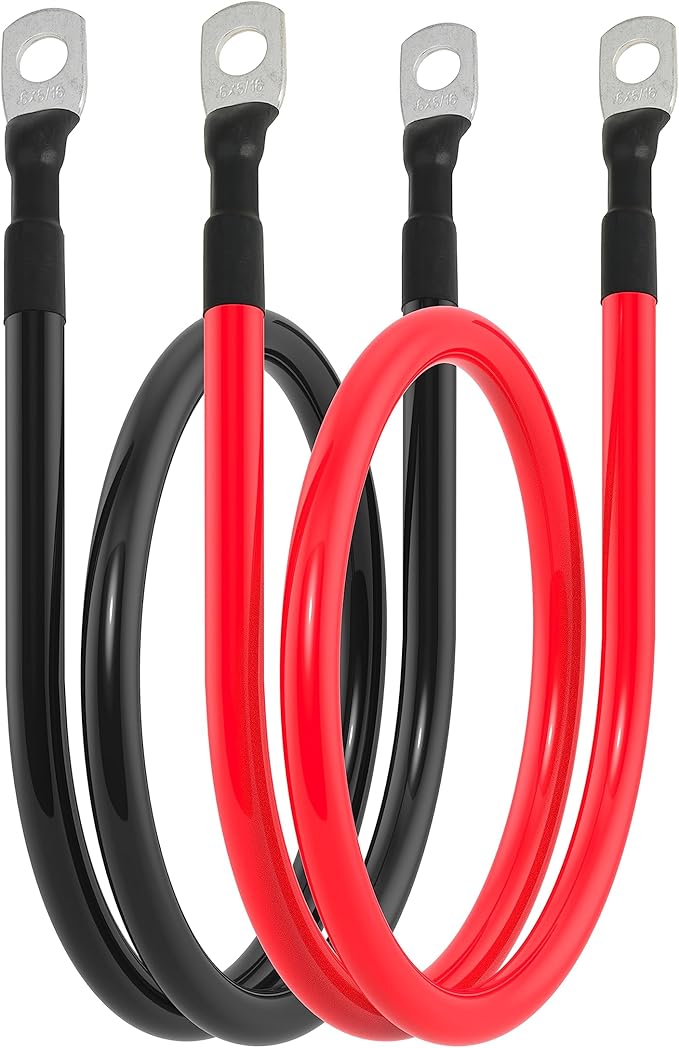 6 AWG Battery Cable 6AWG Gauge Battery Inverter Cables for Automotive Solar Marine Boat RV Car Motorcycle (6 AWG, 20in, 5/16")