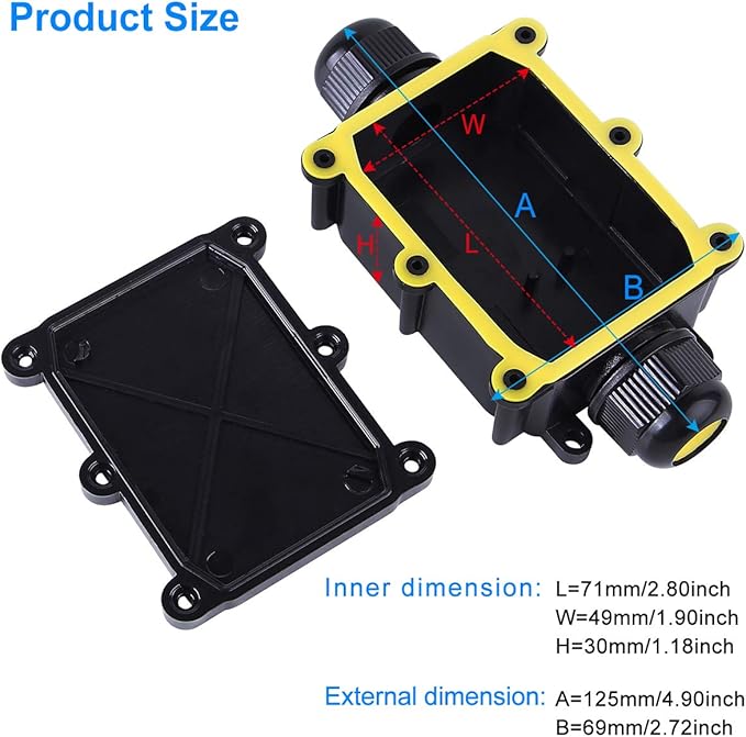 Junction Box Outdoor Waterproof IP68 2Way Plug Line M20 Coaxial Cable Connector Wire Range 5 to15mm Electrical External Power Cord Junction Boxes Protection Gland Electrical