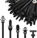 50PCS Universal Nylon Push Mount Cable Zip Tie, Heavy Duty Self Locking Zip Ties Holder, 5 Sizes Black Cable Tie Buckle, UV Resistant Multipurpose Tie Fasteners for Car Daily Repair(5 Types)