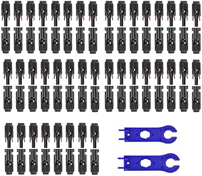 100PCS Solar Panel Connector IP67 Waterproof Connector Male/Female 50Pairs with 2 Spanners
