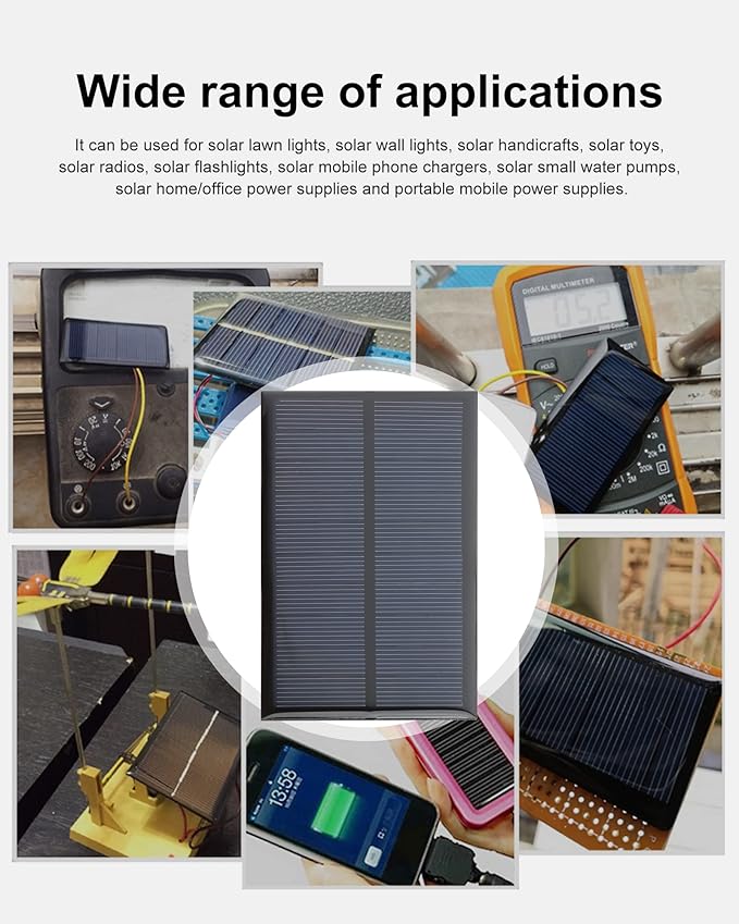 FellDen Micro Solar Panels Photovoltaic Solar Cells, 10PCS 5V 200mA Epoxy Solar Panel Kit Polycrystalline Solar Cells 110mmx60mm / 4.33"x 2.36"
