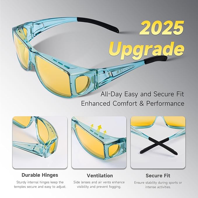 Night Driving Glasses Night Vision Glasses Fit Over Glasses Polarized Anti-Glare UV400 Gift for Men Women