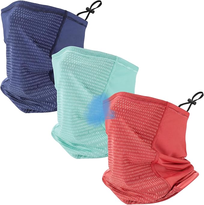 Geyoga Adjustable Cooling Neck Gaiter Breathable Summer Face Mask with Mesh Holes Strap UV Protection Neck Cover for Men