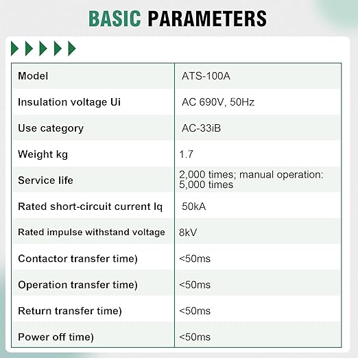Automatic/Manual Transfer Switch 100Amp 110v 2POLE, Mini ATS AC 110V 50/60HZ, W2R Solar Auto Dual Power Transfer Switch for Home Generator, DIN Rail Mounted Controller, RV,Public/Backup Power