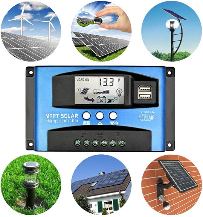 SUNYIMA 100A MPPT Solar Charge Controller with LCD Display Dual USB Multiple Load Control Modes,New Mppt Technical Maximum Charging Current (100A)