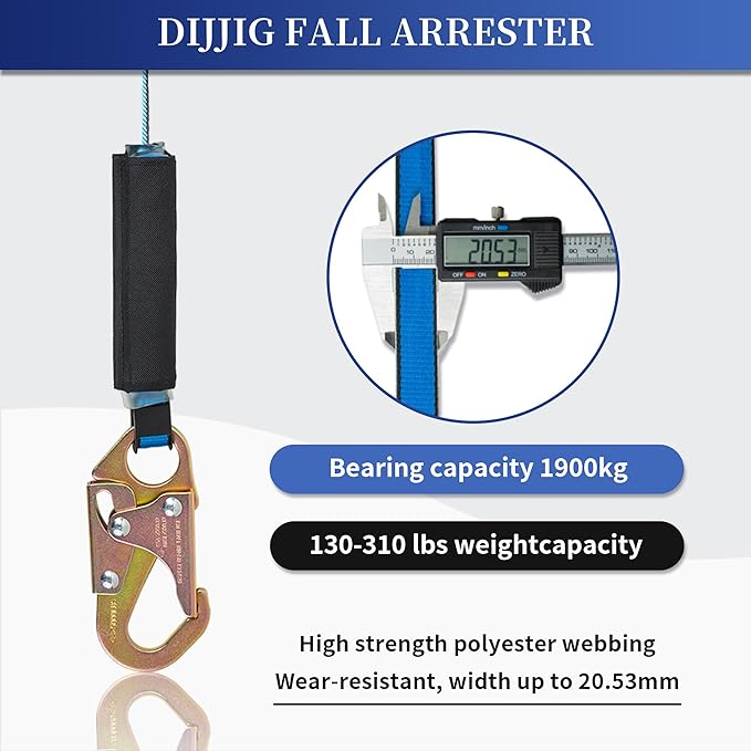 6 ft.Fall Protection Automatic Return Rope、Polyester Webbing, Swivel top, Steel Carabinerself retracting Lifeline Fall Protection Lanyard para construcción yoyo de seguridad auto Belay Device