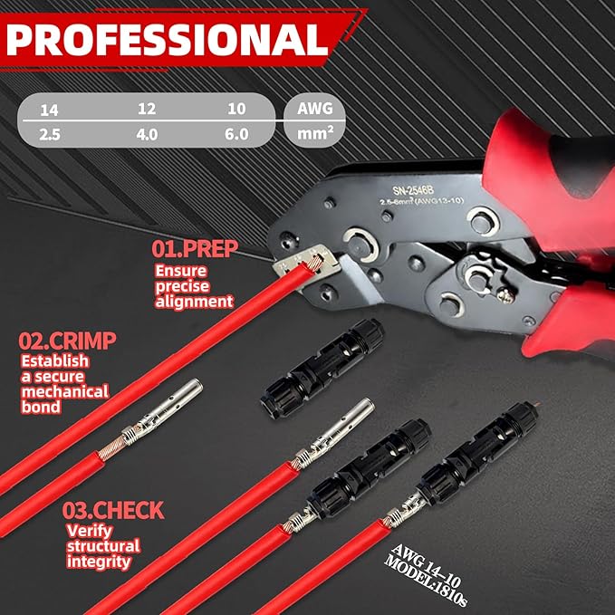 123 PCS Solar Crimper Tool Kit - Solar Panel Connector Crimping Tool with 60 Pairs Connectors,1 PCS Wire Crimper,2 PCS Multi-Functional Spanners Wrench for PV System Assembly and Installation