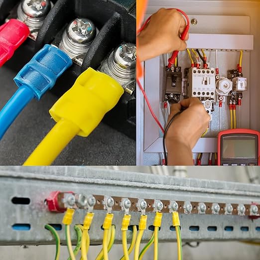 smseace 22-10AWG Wire Crimp Connectors 2.8mm/4.8mm/6.3mm Male and Female Connector kit Insulated Wire Spade/Fork/Ring Electrical Speaker Connector