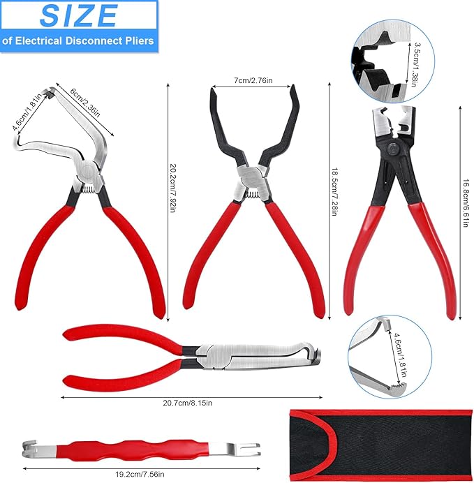 5-Piece Automotive Electrical Connector Removal Tool Set,Electrical Disconnect Pliers with Ergonomic Handle for Cars,Trucks & SUVs Fuel Line/MAF Sensor/Electrical Terminals/Lgnition Coil