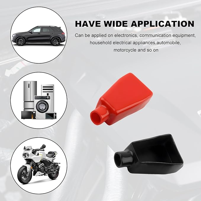 2PCS Battery Terminal Covers, Insulating Soft PVC Positive Negative Battery Cable Stud Cover, Flexible Battery Terminal Covers Stud Boots Protector for Car Truck Marine Boat