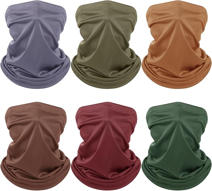 Geyoga 6 Pieces Summer UV Protection Cooling Neck Gaiter Face Clothing Neck Gaiter Mask Scarf Sunscreen Breathable Bandana