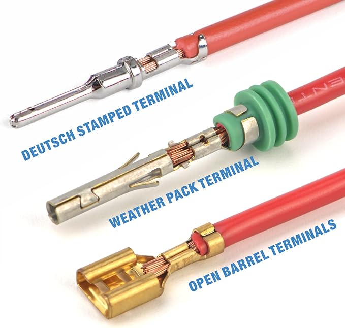 iCrimp Open Barrel Terminal& Weather Pack Terminal Crimper for AWG 24-14 with Built-in Wire Stripper&Cutter