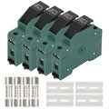 4 Pcs Solar Panel Fuse Holders, 4 Pcs 32 Amp DC1000V PV Fuses, Photovoltaic Fuse with Holder, 100 mm DIN Rail Mounting, for Solar PV System Protection