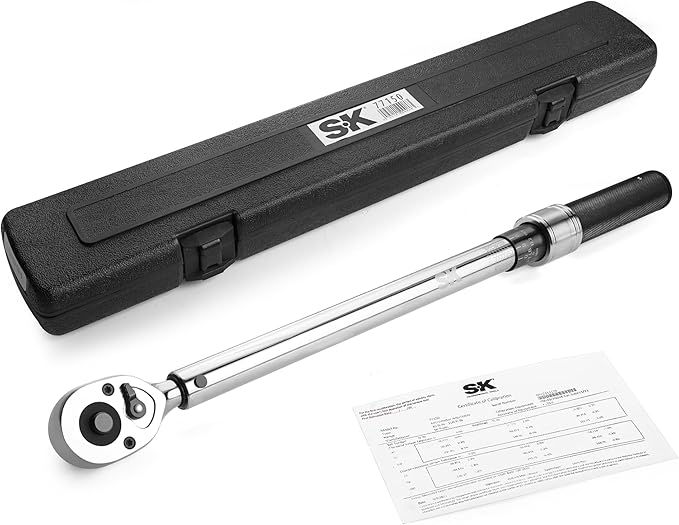 SK TOOLS USA 1/2" Drive Micrometer Torque Wrench, Dual Direction Adjustable Torque Wrench with Dual Range Scales, 20-150 ft.lb./34-197 N.m, ±3% High Precision