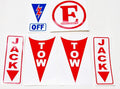 Vulcan Race Decal Pack SCCA, Battery Safety Off, Fire Extinguisher, Jack/Triangle Tow Down