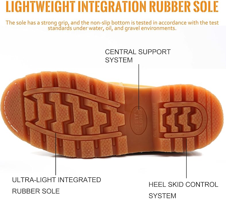 Work Boots for Men Waterproof Soft Toe Non Slip Comfortable Leather Workboots