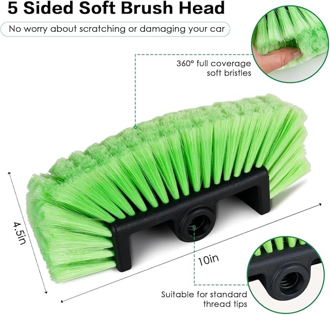 10FT Car Wash Brush with Long Handle, Car Cleaning Kit with Telescoping Pole and Soft Bristles Brush, Detailing Brushes, Tire Brush, Car Wash Sponge & Towel for RV, SUV, Trucks, Floors, House Siding