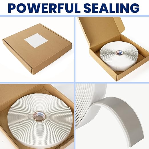 ADHES Premium Butyl Sealant Tape 1/2" x 30 'x 1/8", 5 Rolls White Butyl Rubber Sealant Tape for RVs, Vehicles, Marine and Home Repair – Ideal for Headlights, Windows, Doors, and Windshields