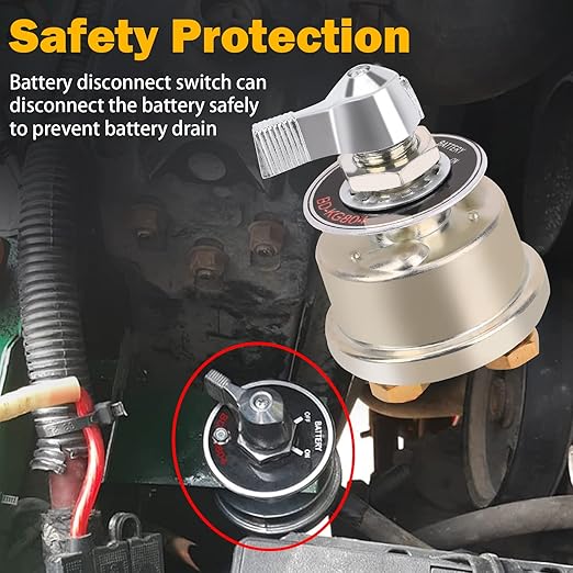 12-48V Master Battery Disconnect Switch, High Current 200A Battery Power Cutoff Isolator Killer Switch with Face Plate for Car Vehicle RV Truck Boat Marine Outboards ATV On/Off Battery Isolator Switch
