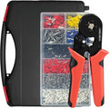 AWG 23-7 Ferrule Crimping Tool Kit with 1800PCS Connectors, Self-Adjustable Ratchet Crimper Pliers for Wire Ferrule End & Ring Terminals, Electrical & Automotive Crimping Tool