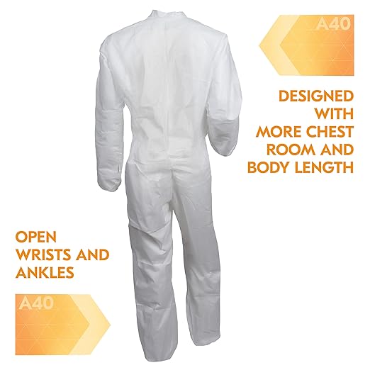 KleenGuard™ A40 Liquid & Particle Protection Coveralls (37687), White, 2XL