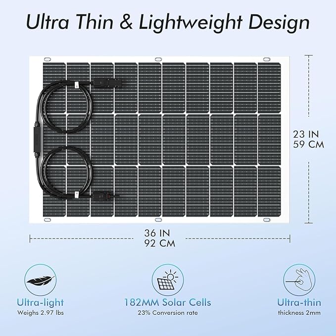 Viewsun Flexible Solar Panel 4PCS 100 Watt, Fiberglass Bendable Solar Panels 16BB Mono Cell, Lightweight & Urtra-Thin for RV, Camping, Boat, Balcony, Roof, Yacht,Uneven Surface