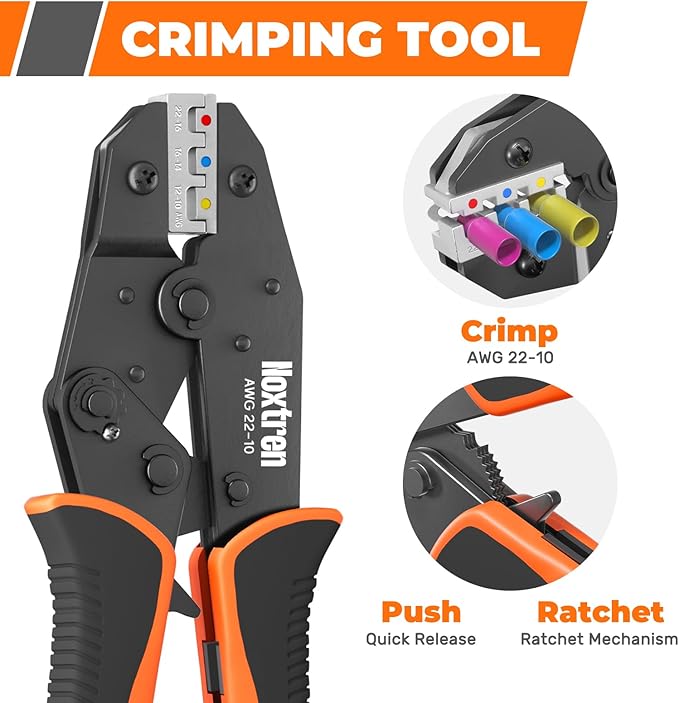 Crimping Tool For Heat Shrink Connectors, 220PCS AWG 26-10 Waterproof Automotive Marine Grade Heat Shrink Butt Connectors and Wire Stripper
