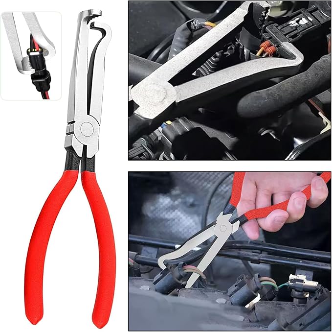 Electrical Connector Disconnect Tool Set – Straight & 60° Angled Automotive Pliers, Double-Ended Separator Tool & Clic/Clic-R Collar Hose Clamp Pliers for Wiring Harness & Sensor Removal